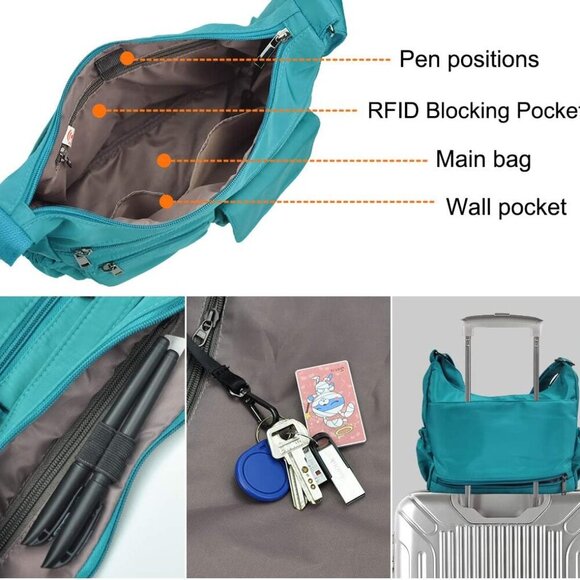 Crossbody Bags for Women RFID Lightweight Travel Shoulder Bag Waterproof Nylon p - Picture 5 of 7